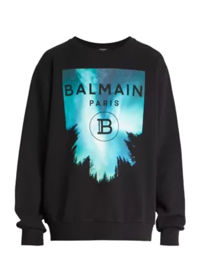 Shop Balmain Oversized Printed Sweatshirt In Black Multi
