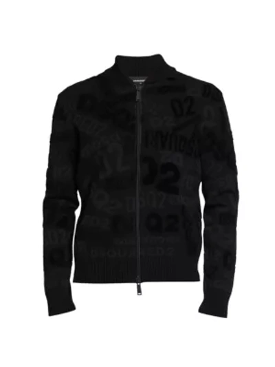Shop Dsquared2 Allover Logo Zip Jacket In Black