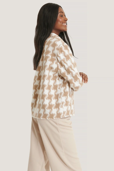 Shop Na-kd Brushed Checked Jacket Multicolor In Beige/white