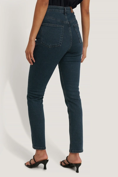 Shop Na-kd Front Seam High Waist Jeans - Blue In Dark Denim