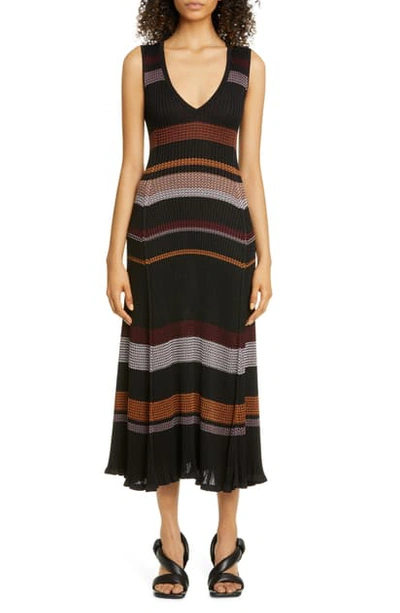 Shop Proenza Schouler Zig Zag Stitch Midi Dress In Black Multi