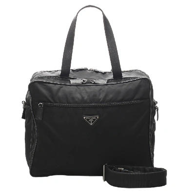 Pre-owned Prada Black Tessuto Nylon Large Travel Bag