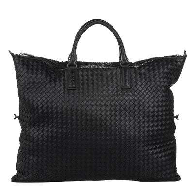 Pre-owned Bottega Veneta Black Intrecciato Leather Maxi Convertible Travel Bag