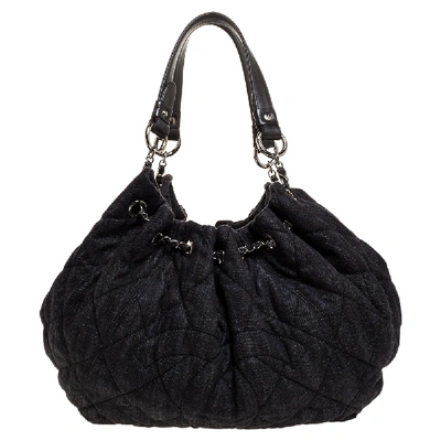 Pre-owned Chanel Black Denim Xl Coco Cabas Spirit Bag