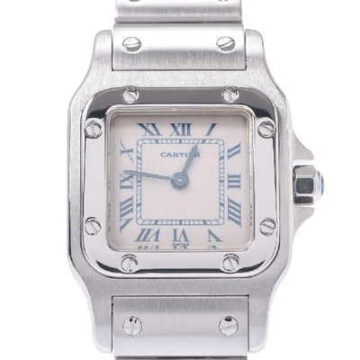 Pre-owned Cartier Ivory Staiinless Steel Santos Galbee W20017d6 Women's Wristwatch 26 X 35 Mm In White