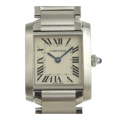 Pre-owned Cartier Silver Stainless Steel Tank Francaise W51008q3 Women's Wristwatch 25 X 20 Mm