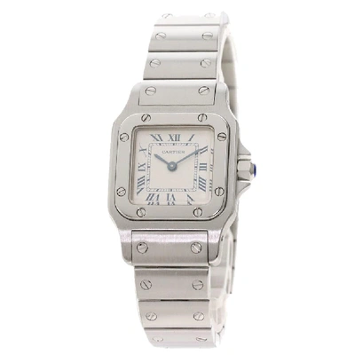 Pre-owned Cartier White Stainless Steel Santos Galbee W20017d6 Women's Wristwatch 24 Mm