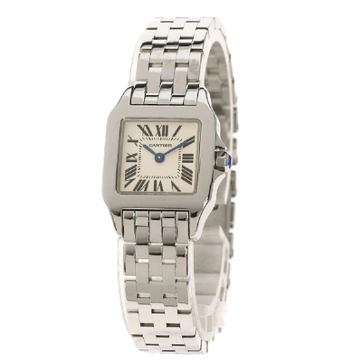 Pre-owned Cartier White Stainless Steel Santos Demoiselle W25064z5 Women's Wristwatch 20 Mm