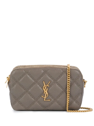 Shop Saint Laurent Becky Leather Mini Bag In Grey