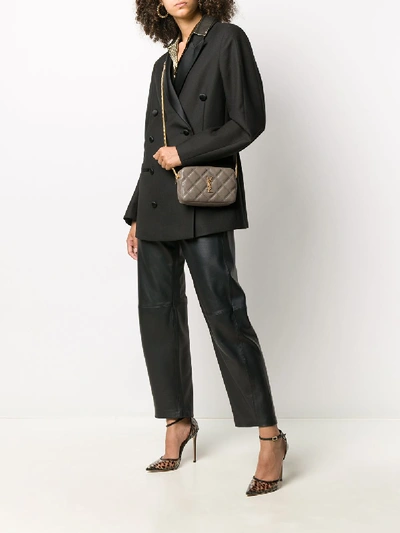 Shop Saint Laurent Becky Leather Mini Bag In Grey