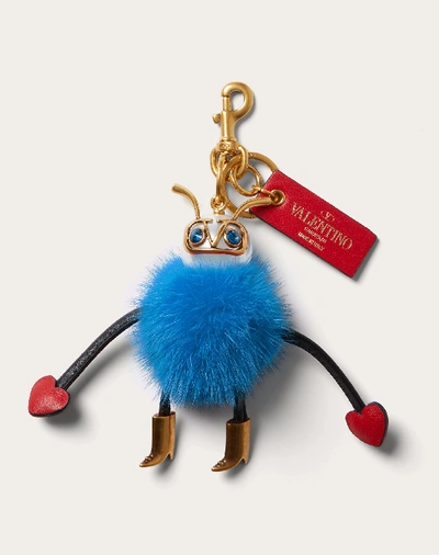 Shop Valentino Garavani Keychain And Bag Charm In Blue