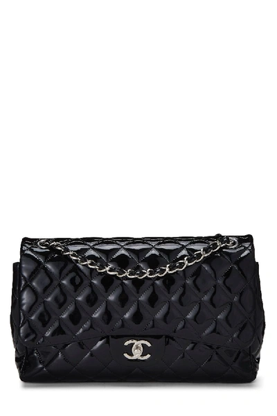 Pre-owned Chanel Black Quilted Patent Leather New Classic Jumbo
