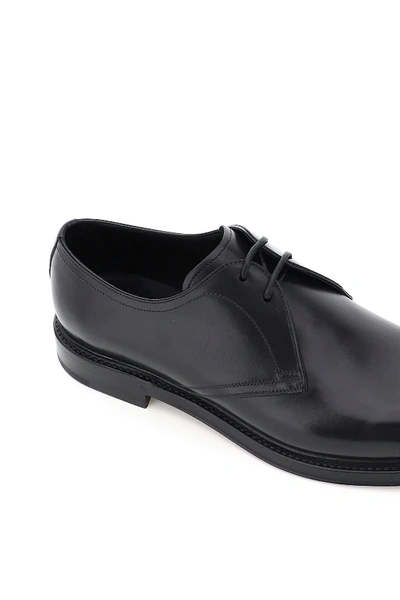 Shop Dolce & Gabbana Giotto Leather Lace-up Shoes In Black