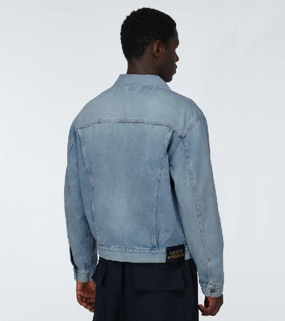 Shop Gucci Washed Denim Jacket In Blue