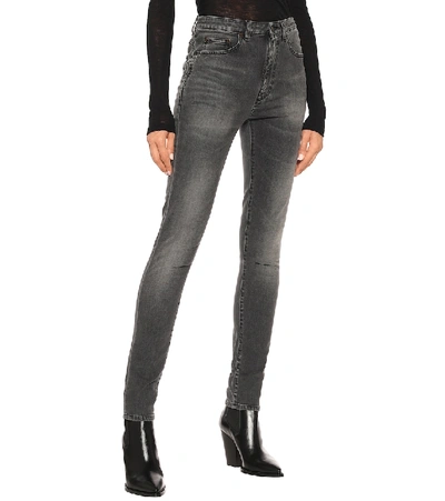 Shop Saint Laurent High-rise Skinny Jeans In Grey