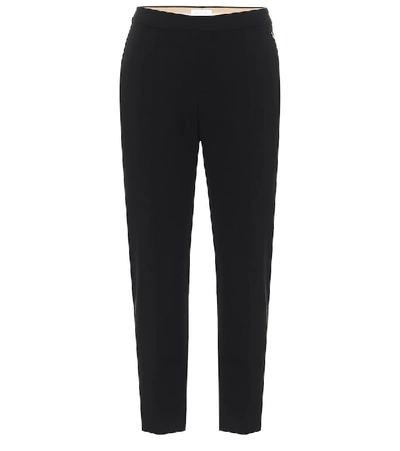 Shop Chloé Mid-rise Slim Stretch-wool Pants In Black