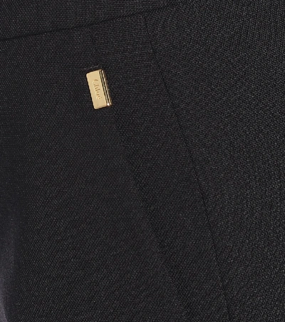 Shop Chloé Mid-rise Slim Stretch-wool Pants In Black