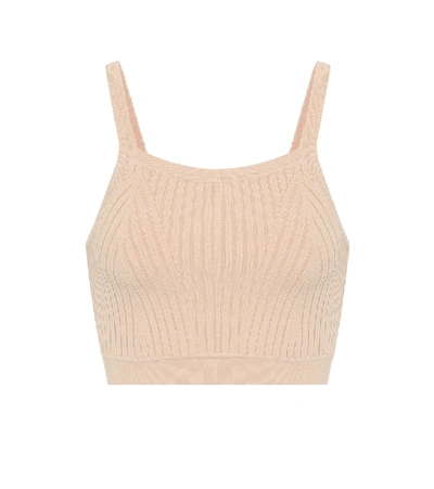 Shop Live The Process Ribbed-knit Crop Top In Beige