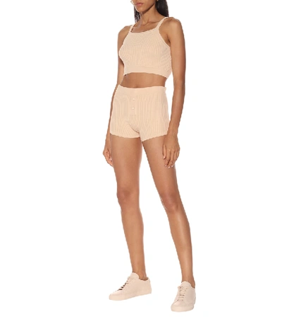 Shop Live The Process Ribbed-knit Crop Top In Beige