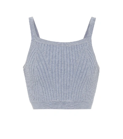 Shop Live The Process Ribbed-knit Crop Top In Blue