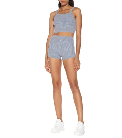 Shop Live The Process Ribbed-knit Shorts In Blue