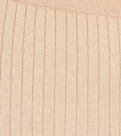 Shop Live The Process Ribbed-knit Flared Sweatpants In Beige