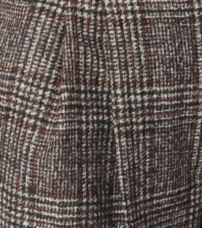 格纹羊毛混纺高腰短裤