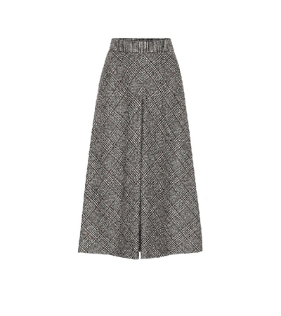 Shop Dolce & Gabbana Checked High-rise Wool-blend Skirt In Grey