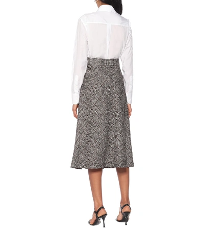 Shop Dolce & Gabbana Checked High-rise Wool-blend Skirt In Grey