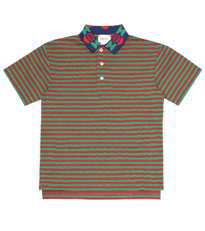 Shop Gucci Striped Cotton Polo Shirt In Multicoloured