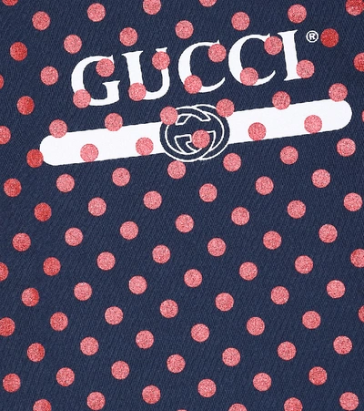 Shop Gucci Polka-dot Logo Cotton Sweatshirt In Blue