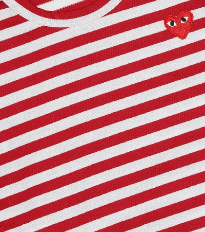 Shop Comme De Garçons Play Striped Cotton Jersey T-shirt In Red