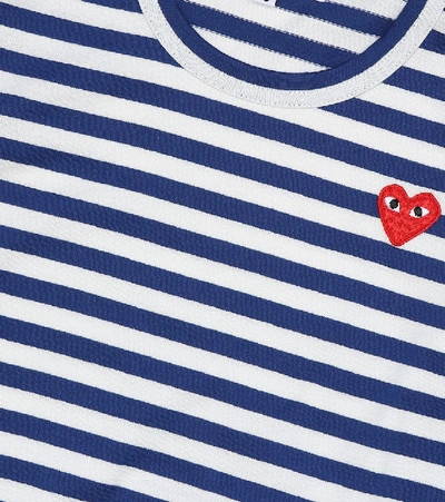 Shop Comme De Garçons Play Striped Cotton Jersey T-shirt In Blue