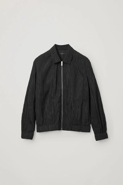 Shop Cos Plisse Bomber Jacket In Black