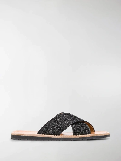 Shop Car Shoe Embroidered Open-toe Sandals In Black