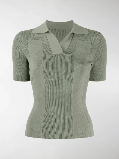 Shop Jacquemus Polo Open Back Knitted Top In Green
