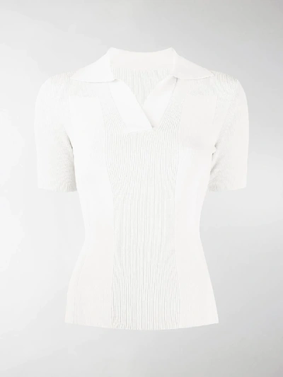 Shop Jacquemus Polo Open Back Knitted Top In White