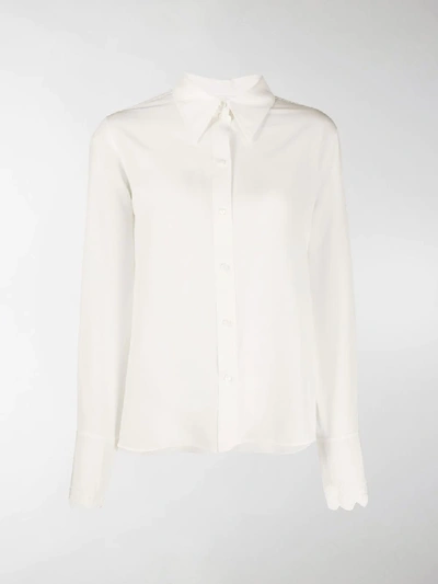 Shop Chloé Silk Long-sleeve Shirt In White
