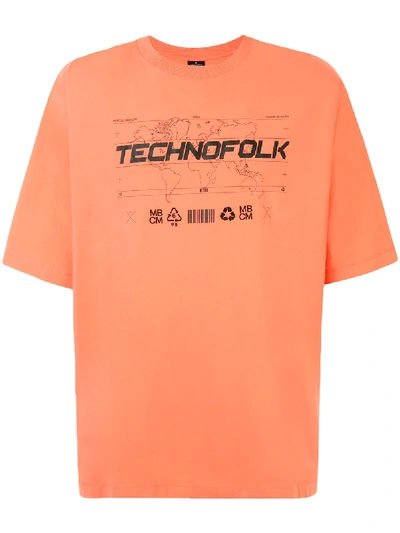 Shop Marcelo Burlon County Of Milan Technofolk T-shirt In Orange