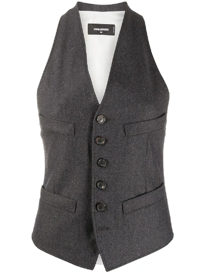 Shop Dsquared2 Fitted Waistcoat In Grey