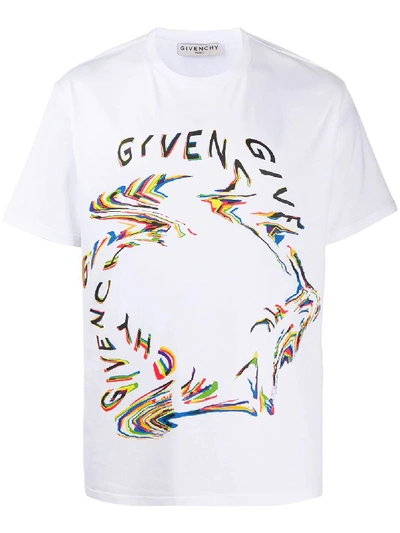 Givenchy Glitch Logo Regular-fit T-shirt In White | ModeSens