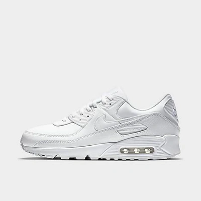 Nike Air Max 90 Leather And Textile Trainers In White/white/white