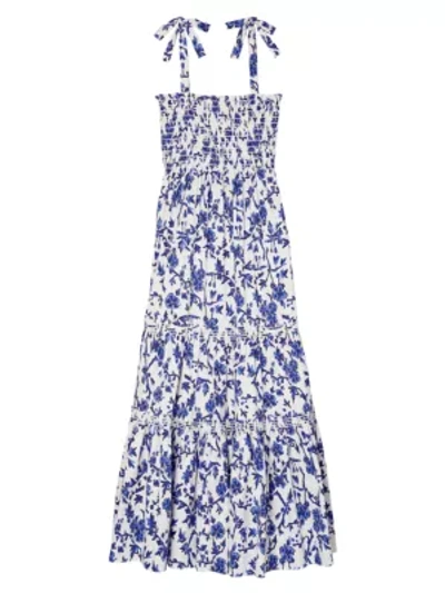 Shop Tory Burch Women's Floral Tie-shoulder A-line Maxi Dress In Blue Wallpaper Floral