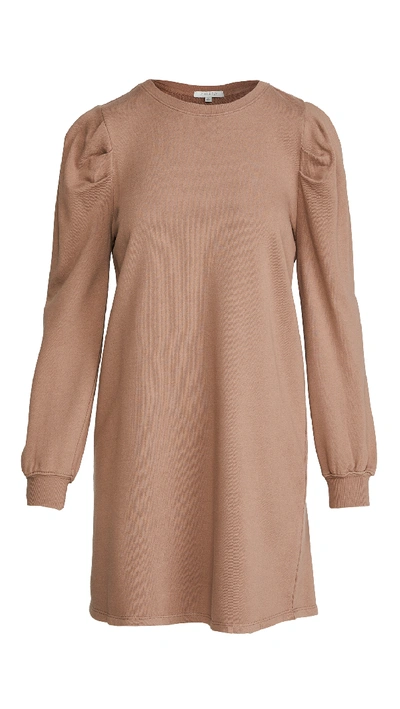 Shop Z Supply Puff Sleeve Sweatshirt Dress In Taupe Grey