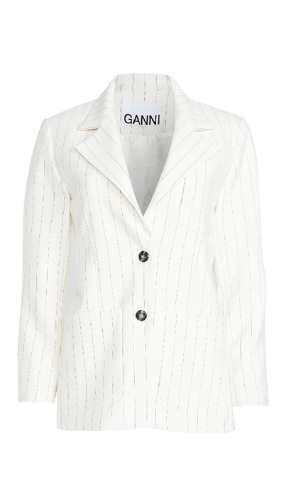 Shop Ganni Suiting Blazer In Egret