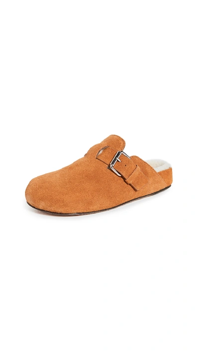 Shop Isabel Marant Mirvin Shearling Mule Slides In Cognac