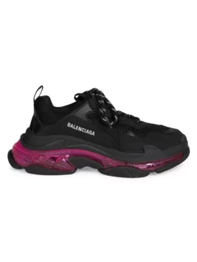 Shop Balenciaga Triple S Clear Sole Sneakers In Black Pink