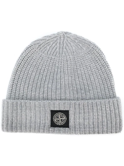 Stone Island Wool Knit Ribbed Beanie Hat In V0061 Pearl | ModeSens