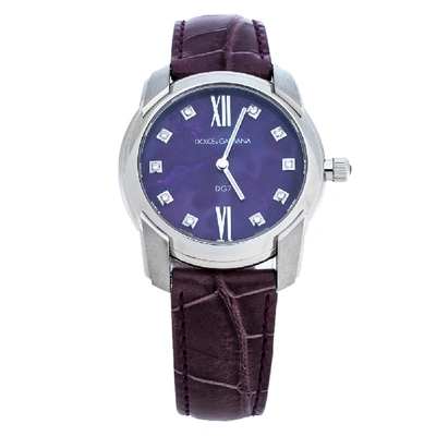 Pre-owned Dolce & Gabbana Natural Sugilite Stainless Steel Dg7 Women's Wristwatch 34 Mm In Purple
