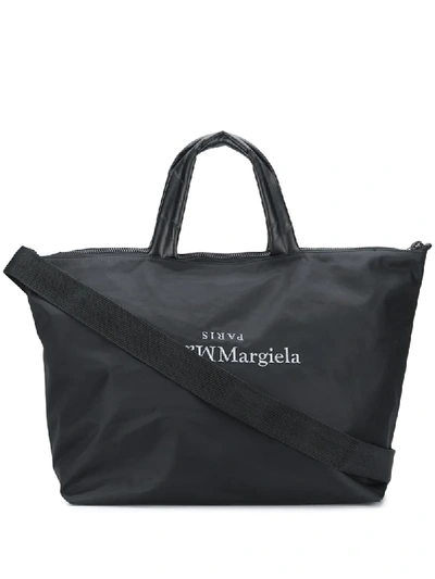 Shop Maison Margiela Large Logo Tote Bag In Black